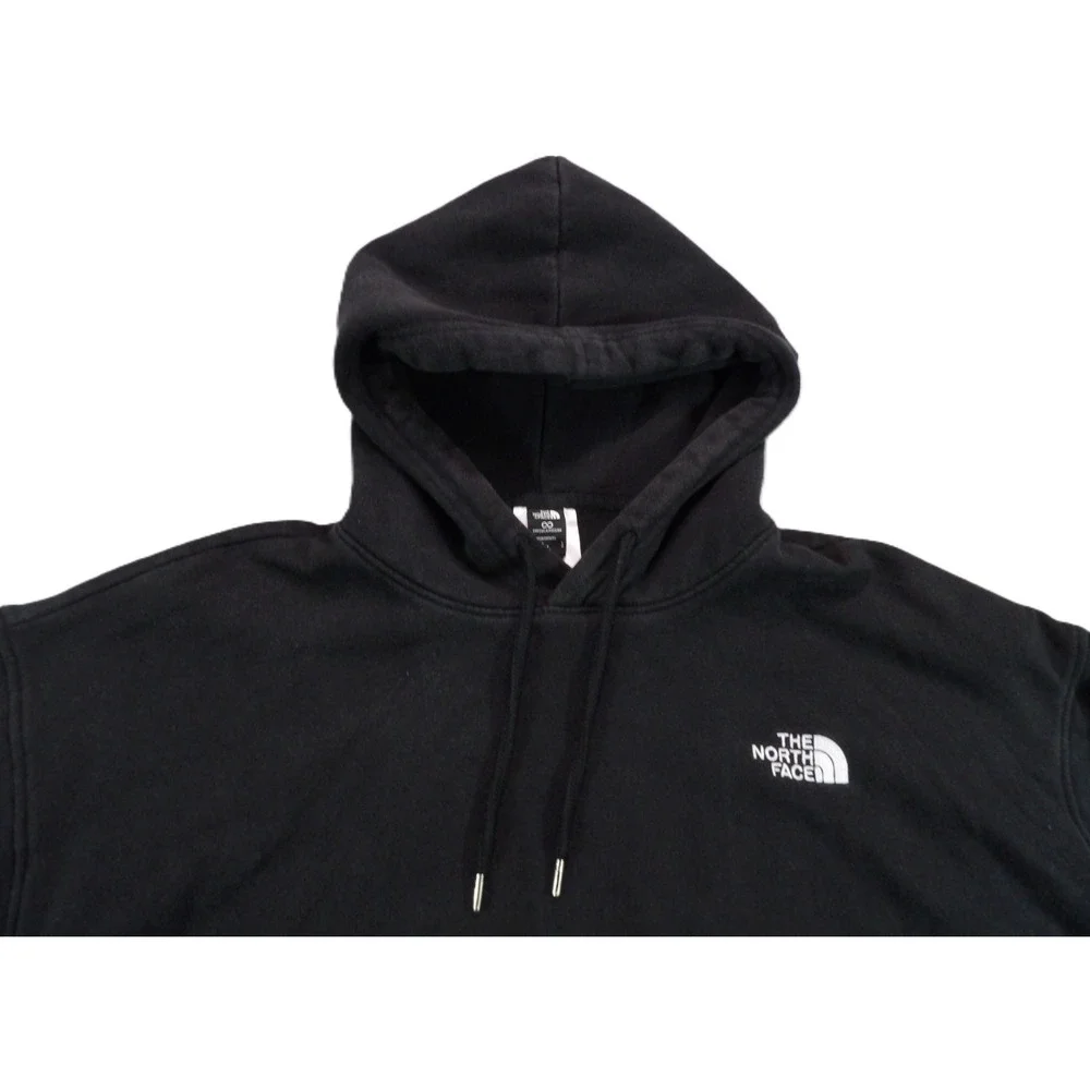 The North Face Circular Design Hoodie Men L Black Pullover Logo Cotton Blend F24